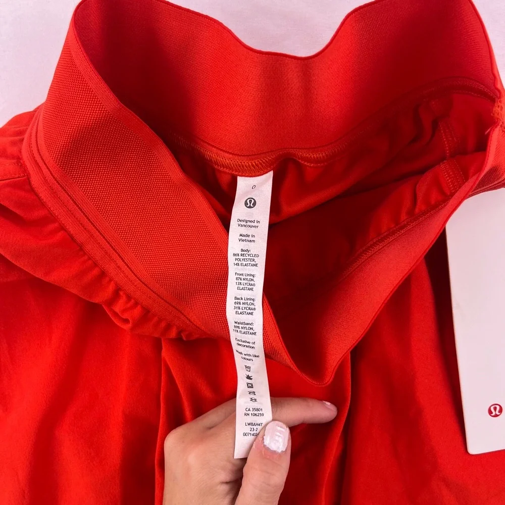 Lululemon Court Rival HR Skirt Long Heat Red HTHT LW8AH4T Size 0 NWT